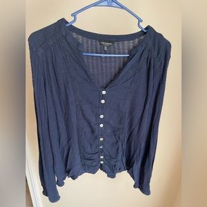 NAVY LUCKY BRAND BLOUSE - SIZE LARGE